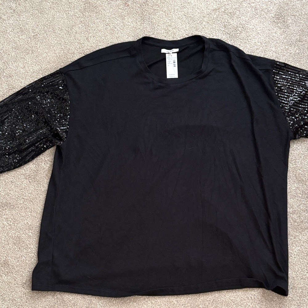 Maurices Black Sequin Top